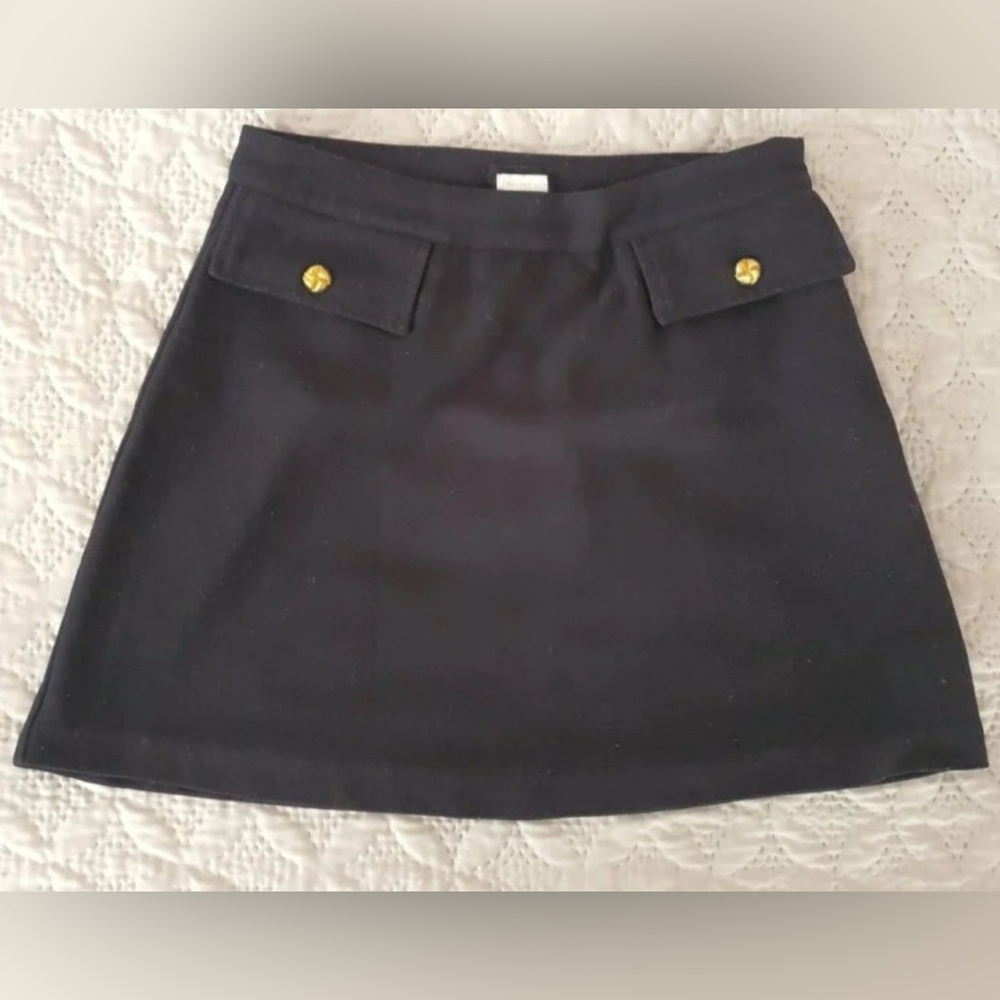 Forever 21 Black‎ Mini Skirt with Gold Buttons and Zipper on Side Sz. 26 (small)